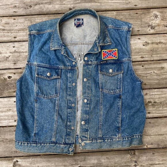Vintage 1971 Embroidered Harley Davidson Biker Blues Denim Jacket XL Blue - Picture 3 of 9